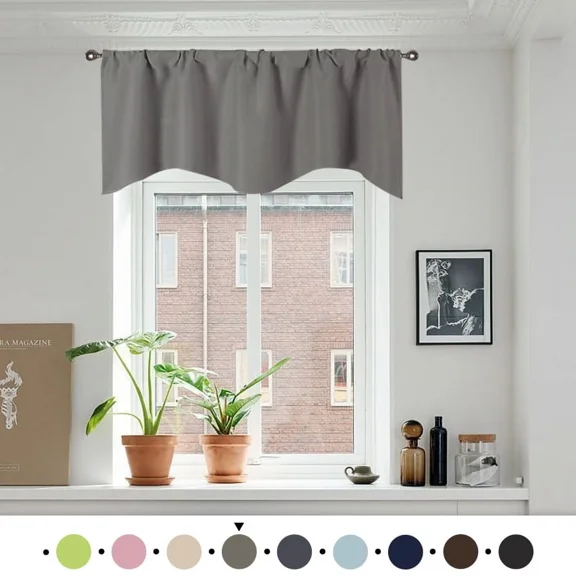 Howarmer Solid Color Polyester Valance Curtains with Rod Pocket ( Light Gray )