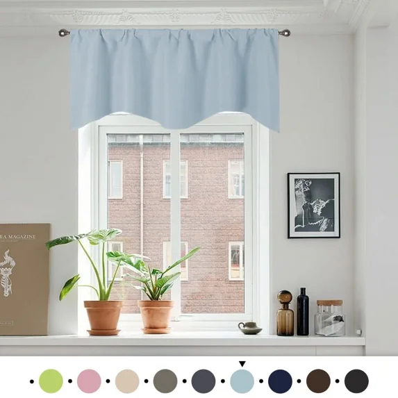 Howarmer Solid Color Polyester Valance Curtains with Rod Pocket ( Sky Blue )