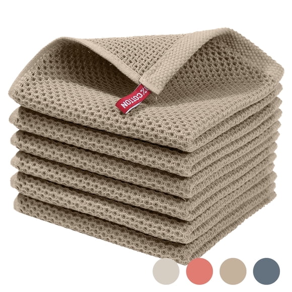 Howarmer Solid Color Waffle Weave Cotton Dish Cloths (6 Count)