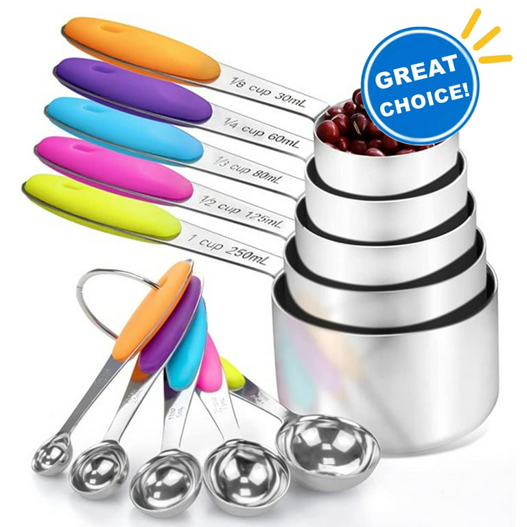 Colorful Measuring Spoon and Cup Set - Stainless Steel and
