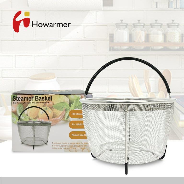 Howarmer Steamer Basket for Instant Pot Accessories 6qt or 8qt - Stainless  Steel Steam Insert with Premium Silicone Handle for Electric Pressure  Cookers Suitable for Vegetables, Eggs, Meats, etc 