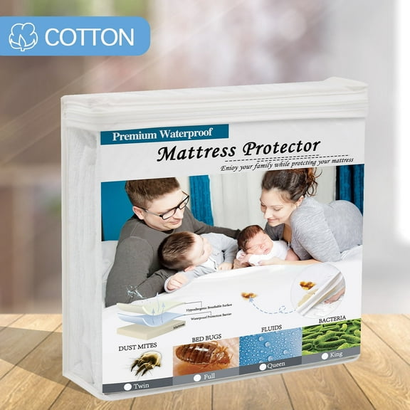 Howarmer Twin Mattress Protector Waterproof, Mattress Cover Bed Mattress Protector, Cotton Terry Breathable Noiseless Mattress protector Fitted 14" Deep Pocket for Pets Kids Adults