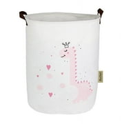 AUCHEN HowarmerCanvas Laundry Basket with Handles, Pink Dinosaur