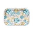 thumbnail image 1 of Howayme Melamine Plastic Serving Tray, 12.9"x9.6" Large Shatterproof Decorative Food Tray for Restaurant, Parties, Kitchen & Outdoor Use, Teal and Yellow Mandala Pattern, 1 of 6