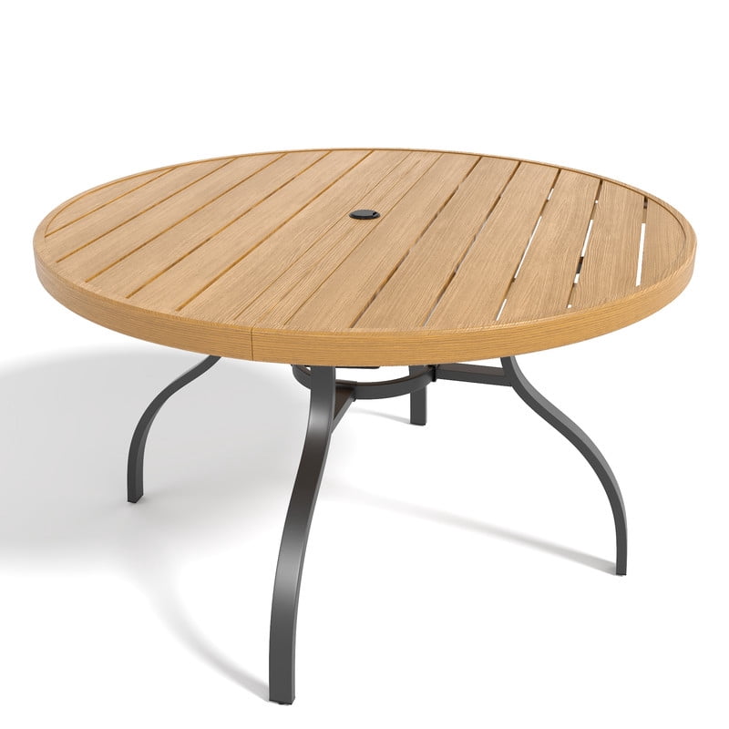 Howcool 1-Pcs 47" Outdoor Round Dining Table, Rust-Resistant Patio Table with Umbrella Hole