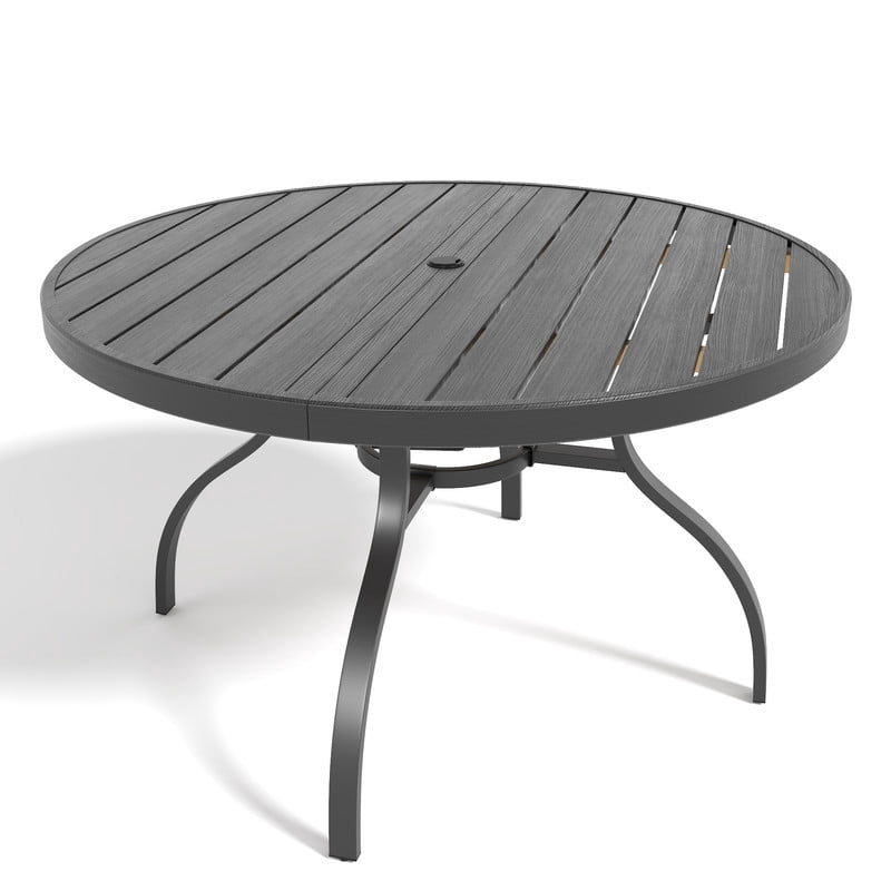 Howcool 1-Pcs 47" Outdoor Round Dining Table, Rust-Resistant Patio Table with Umbrella Hole