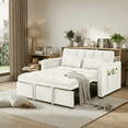thumbnail image 1 of Howcool Convertible Sleeper Sofa Bed,3-in-1 Pull Out Loveseat Couch with Adjustable Backrest & Storage Pockets,54" Velvet Upholstery,Space-Saving for Living Room Apartment,Beige, 1 of 7