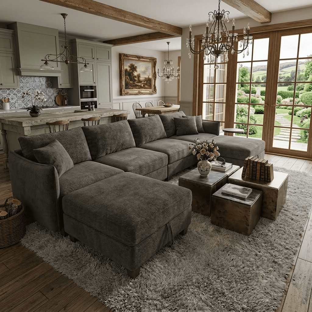 Howcool Cloud Couch Modular Sectional Sofa 6 Seat 120" U Shaped Convertible Couch Polyester Thick Cushion with 2 Storage Ottomans and Toss Pillows Washable Removable Cover for Living Room,Dark Grey