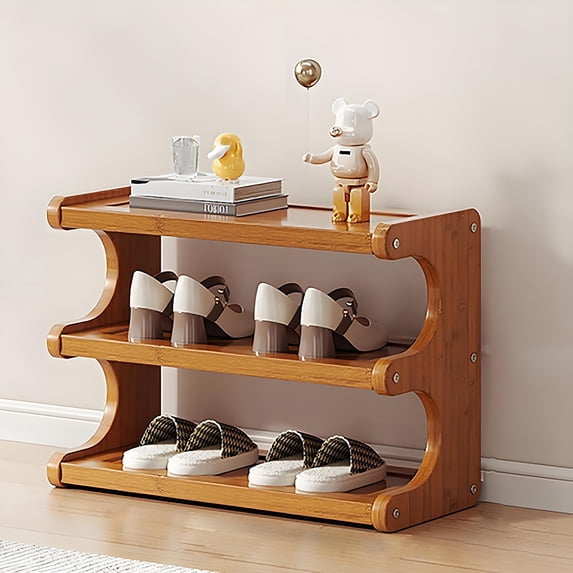 Howcool 3 Tier Bamboo Shoe Rack, Free Standing Shoe Storage Organizer ...