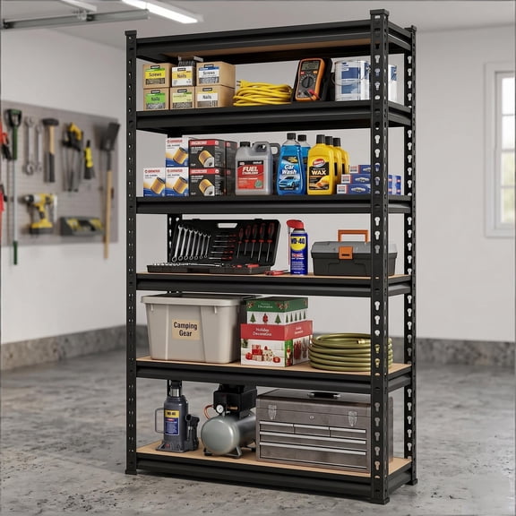 Howcool 5-Tier 60 Inch Height Adjustable Metal Shelving Unit, Heavy Duty Garage Storage Rack for Warehouse Basement