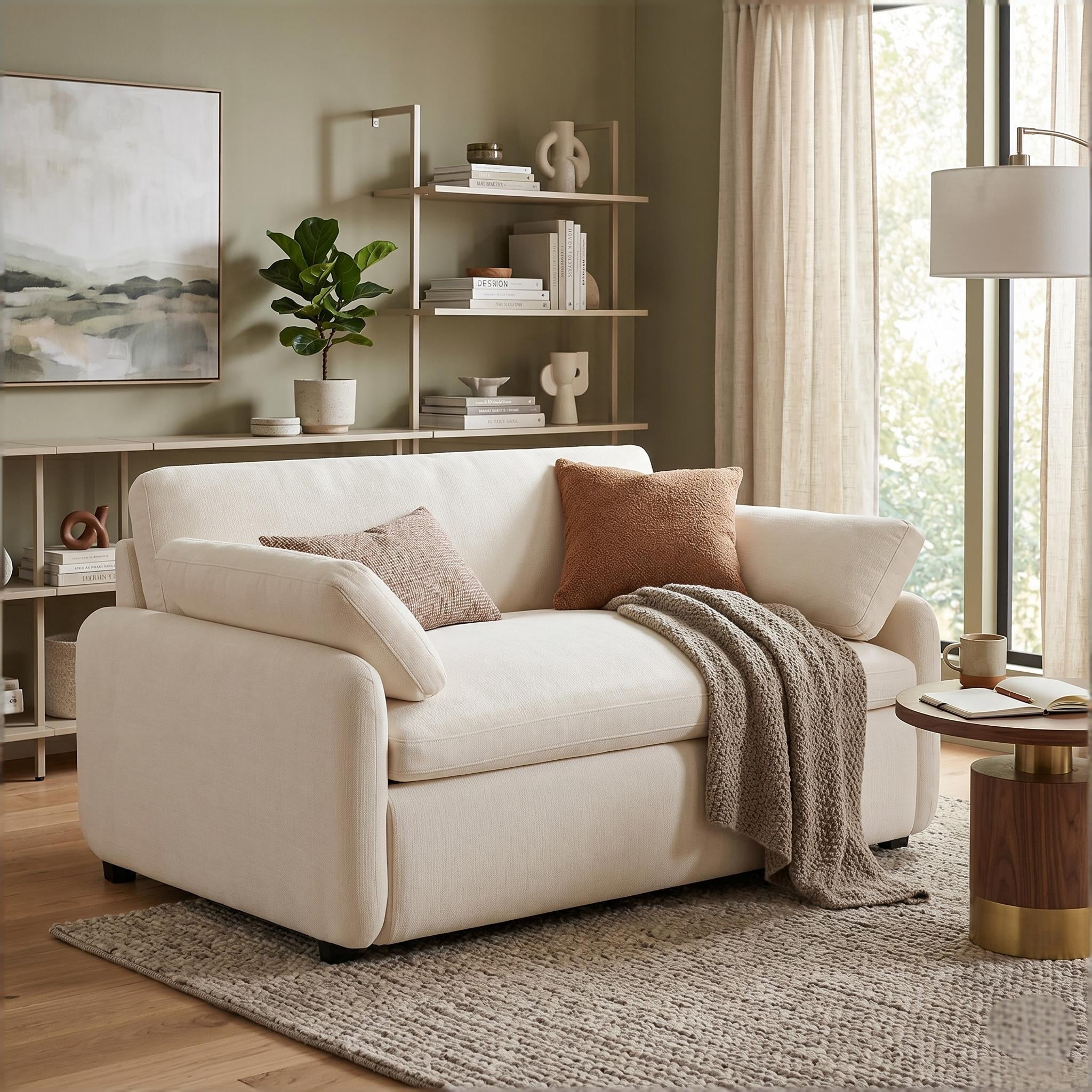 Howcool 50×43 Inch Oversized Chenille Accent Chair, Wide Deep Seat Comfy Armchair with Pillow for Living Room Apartment