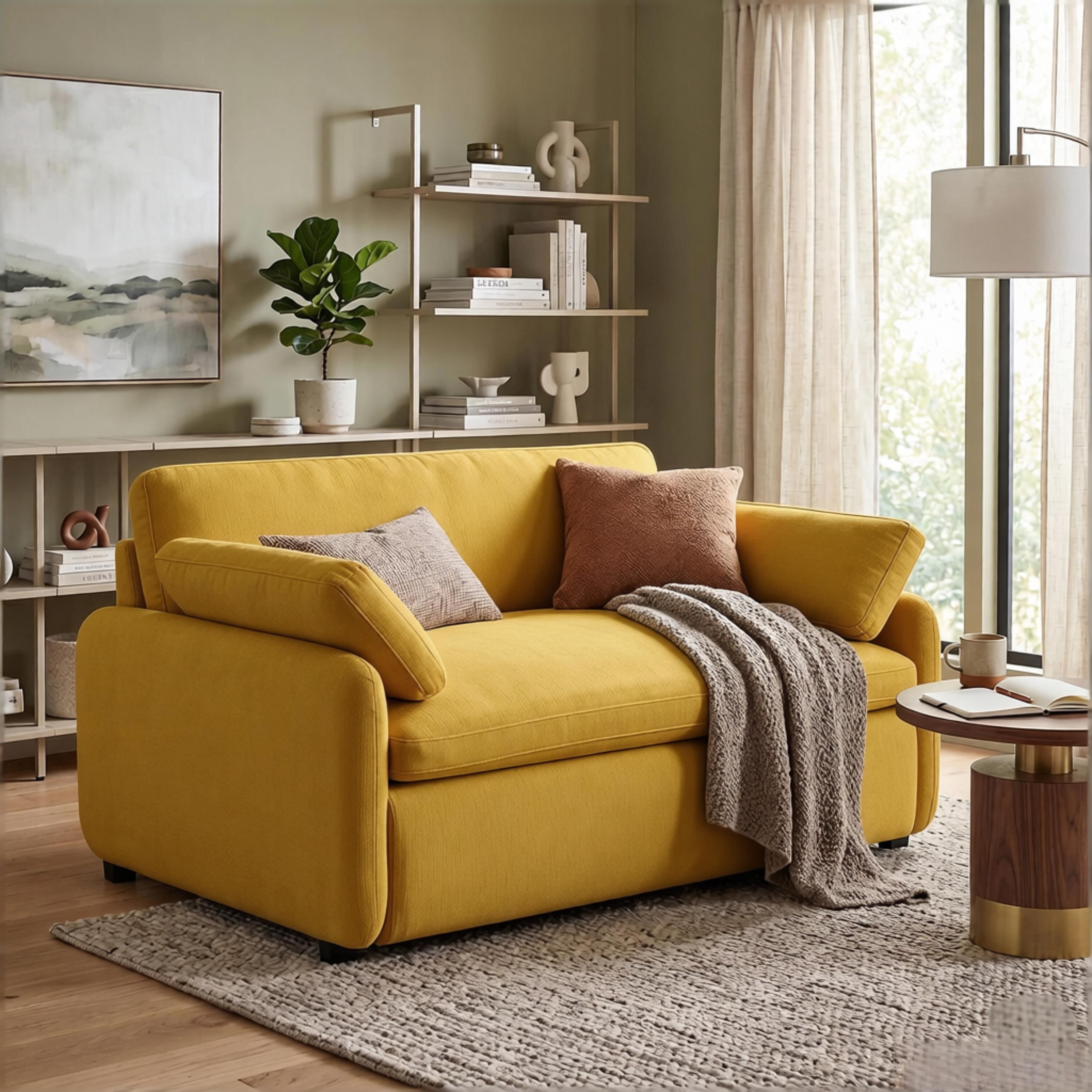 Howcool 50×43 Inch Oversized Chenille Accent Chair, Wide Deep Seat Comfy Armchair with Pillow for Living Room Apartment