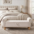 thumbnail image 1 of Howcool 51.5" Linen Storage Ottoman Bench, Upholstered End of Bed Bench for Bedroom Living Room Entryway Window Seat（Beige）, 1 of 6
