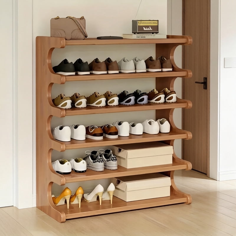 Howcool 6-Tier Bamboo Shoe Rack, Tall Shoes Organizer, Freestanding Storage Shelf