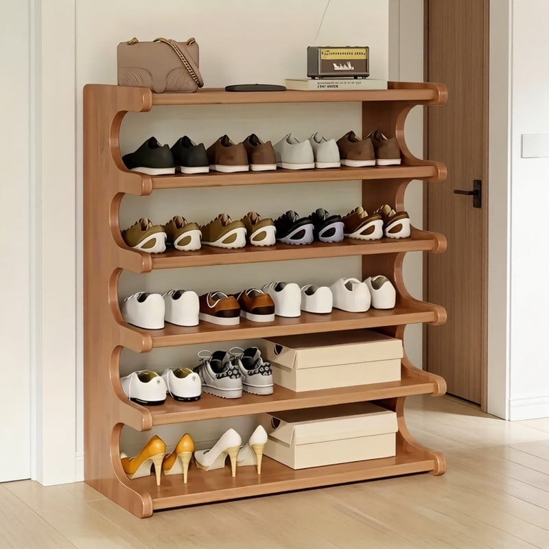Howcool 6-Tier Bamboo Shoe Rack, Tall Shoes Organizer, Freestanding Storage Shelf