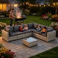 thumbnail image 1 of Howcool 7-Piece All-Weather Wicker Rattan Outdoor Patio Furniture Set,Modular Patio Conversation Furniture Set with Thick Cushions & Tempered Glass Table, 1 of 9