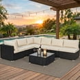 thumbnail image 1 of Howcool 7-Piece Modular Outdoor Patio Furniture Set with Cushions and Tempered Glass Table, 1 of 6