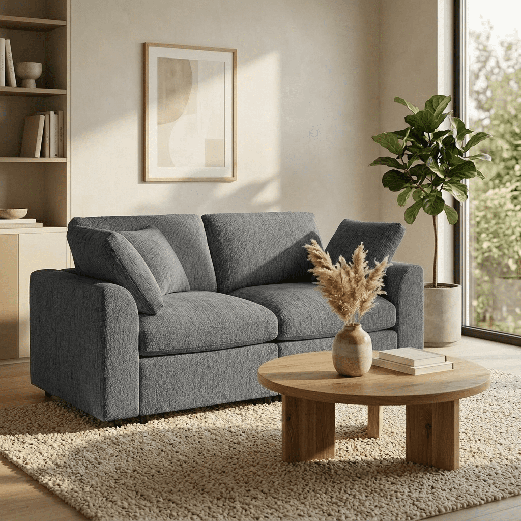 Howcool 72.8"W Modern Loveseat Sofa,Soft Chenille 2-Seater Sofa Couch with Deep Seat & Accent Pillow for Living Room,Apartment,Gray