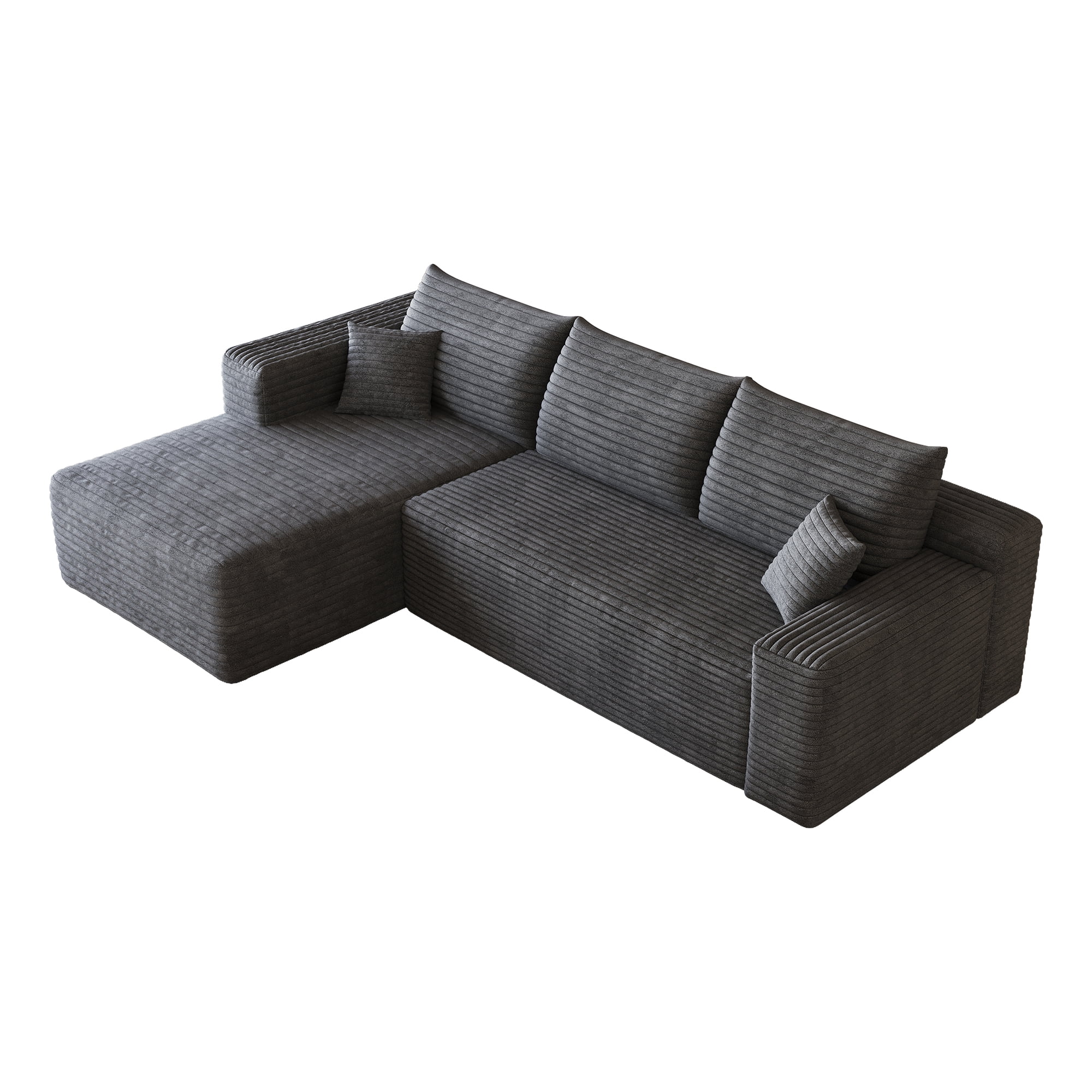 Howcool Boneless Sectional Sofa, L-Shaped Cloud Couch with Left-Facing Chaise, Deep Seat Memory Foam Modular Sofa for Living Room, Grey