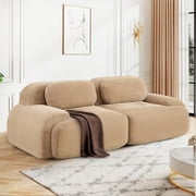 Howcool 80" Boneless Cloud Modular Loveseat, 2 Seater Vacuum Compressed No Assembly Sofa, Extra Deep Memory Foam Corduroy Sectional Couch for Living Room,Camel