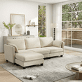 thumbnail image 1 of Howcool Cloud Couch Modular Sectional Sofa 3 Seat 93" L Shaped Convertible Couch Chenille Thick Cushion with Ottoman, Removable & Washable Cover for Living Room,Beige, 1 of 8