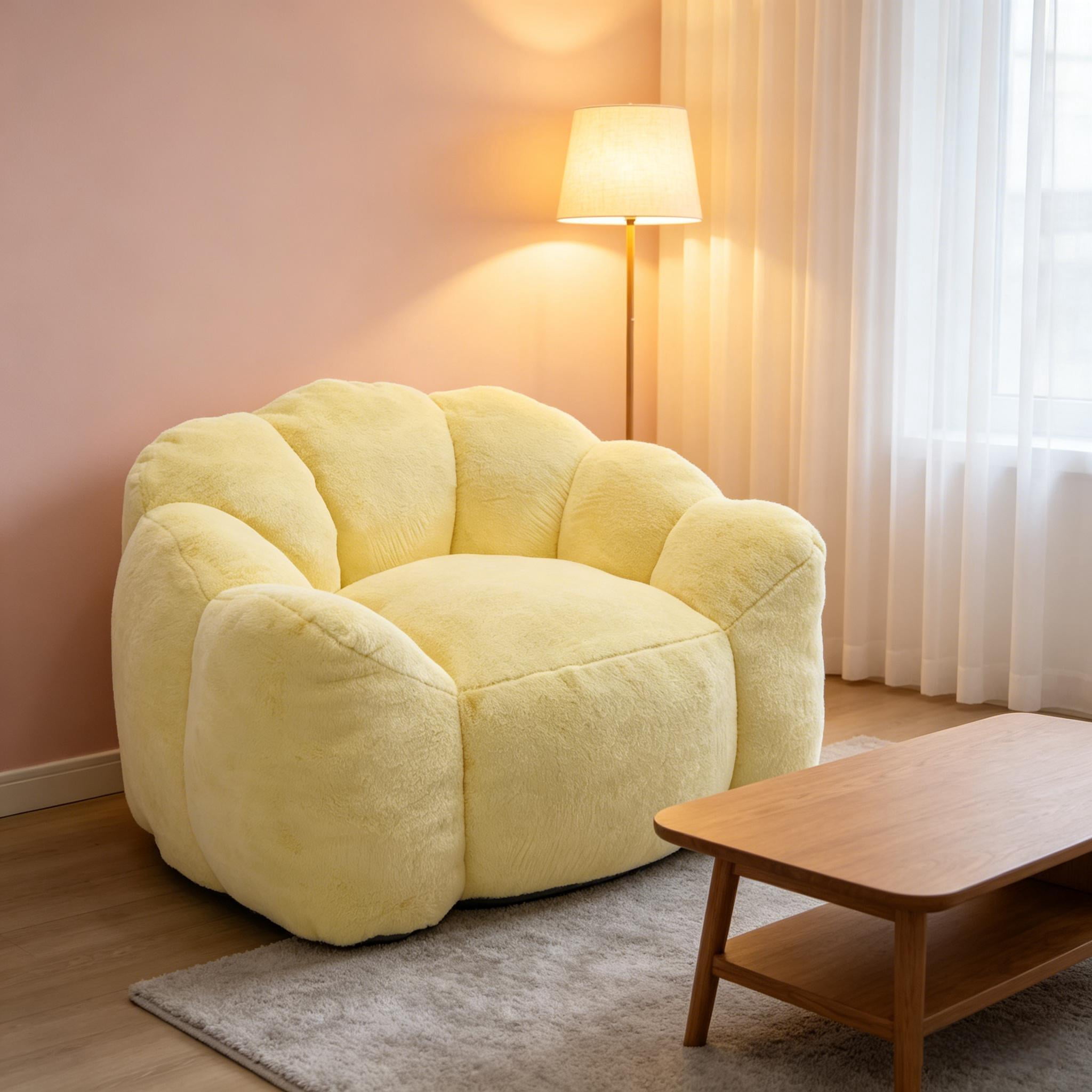 Howcool Adult Lotus Compression Bean Bag Sofa, No Assembly Easy to Move with Pull Ring for Living Room Bedroom