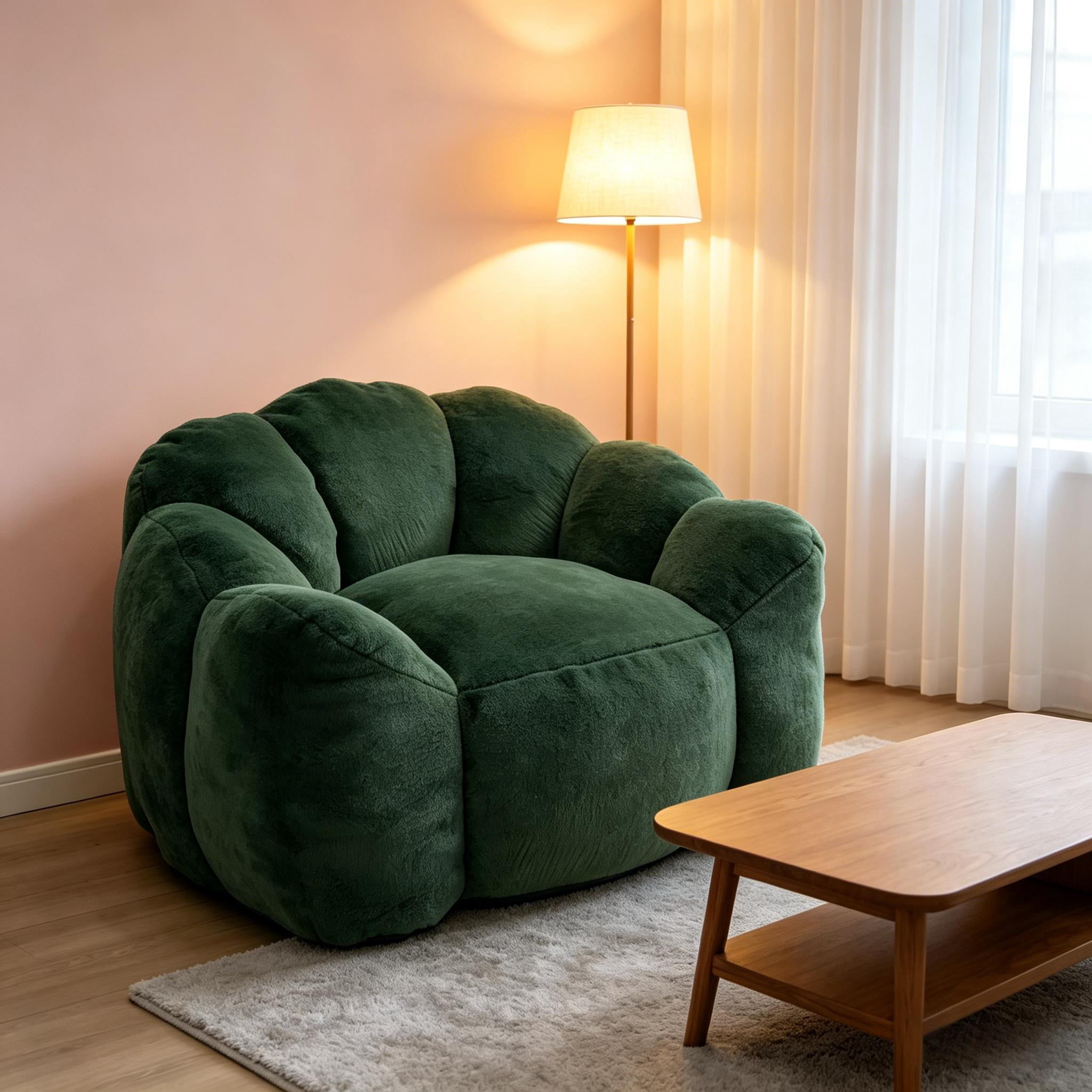 Howcool Adult Lotus Compression Bean Bag Sofa, No Assembly Easy to Move with Pull Ring for Living Room Bedroom