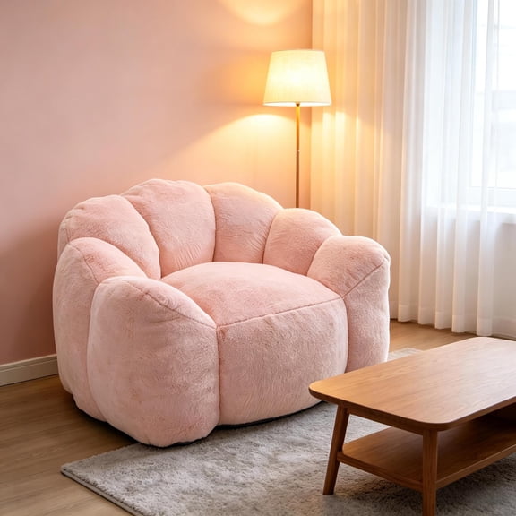 Howcool Adult Lotus Compression Bean Bag Sofa, No Assembly Easy to Move with Pull Ring for Living Room Bedroom