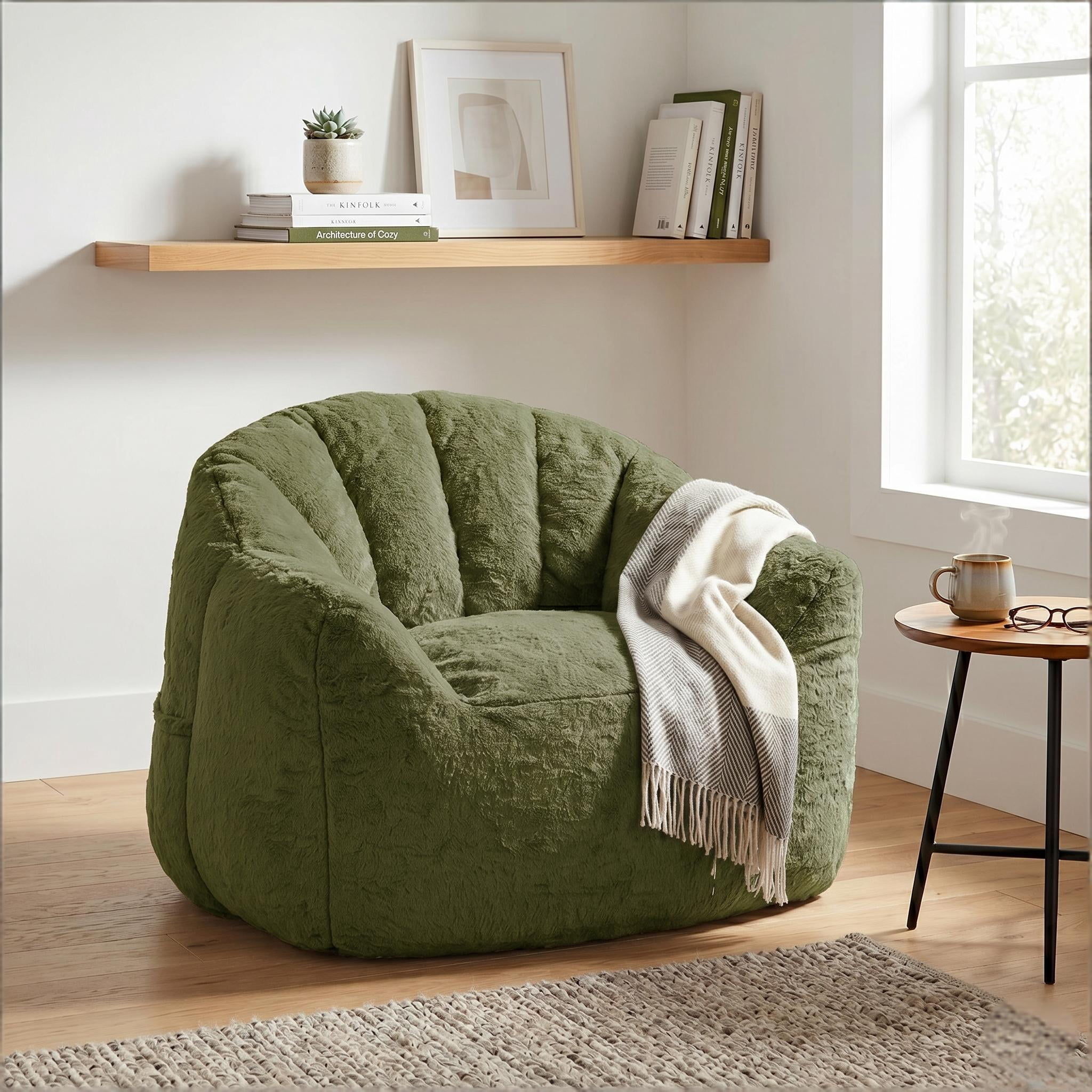 Howcool Bean Bag Chair for Adults, High-Density Foam Stuffed Armrest Lazy Sofa for Living Room Bedroom Reading