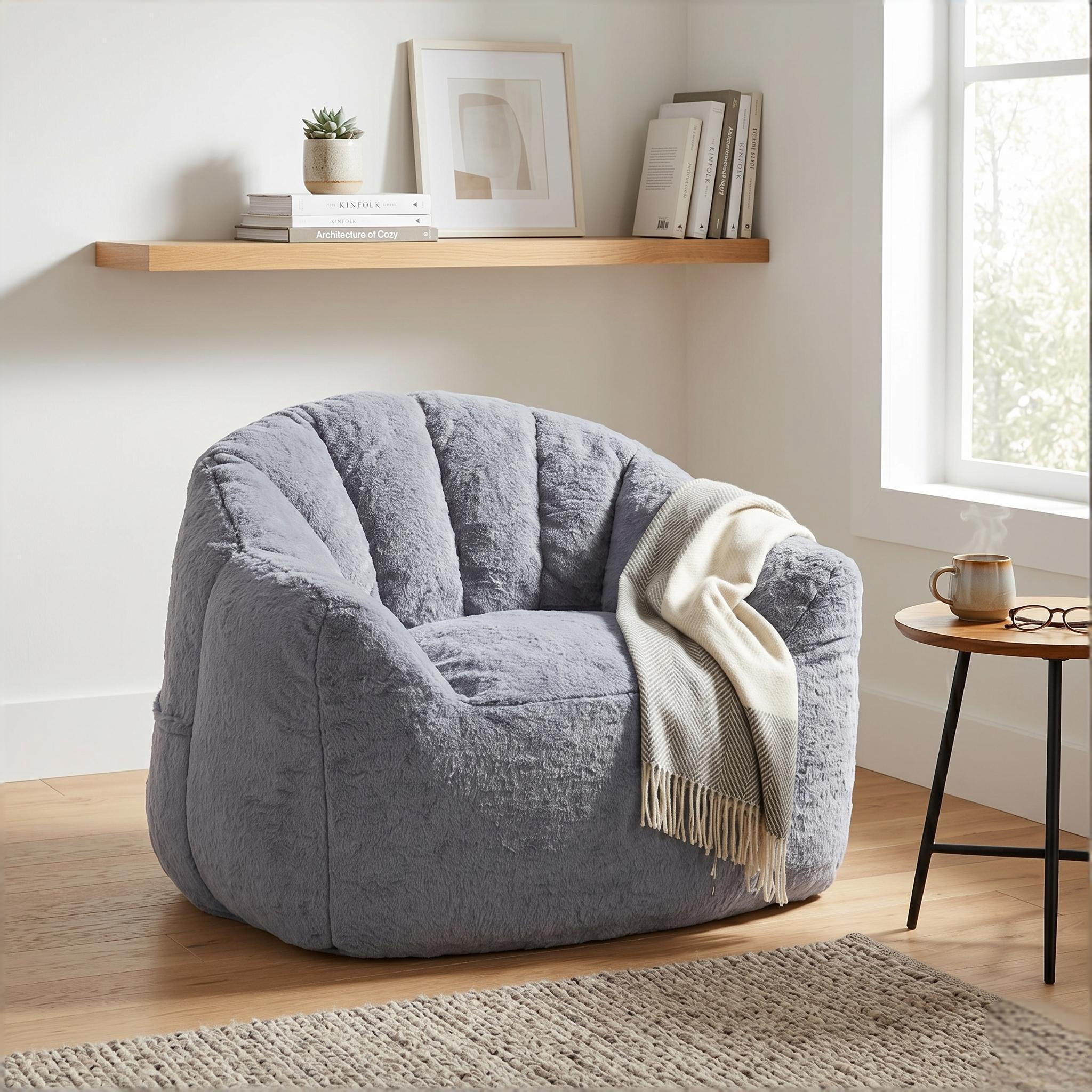 Howcool Bean Bag Chair for Adults, High-Density Foam Stuffed Armrest Lazy Sofa for Living Room Bedroom Reading