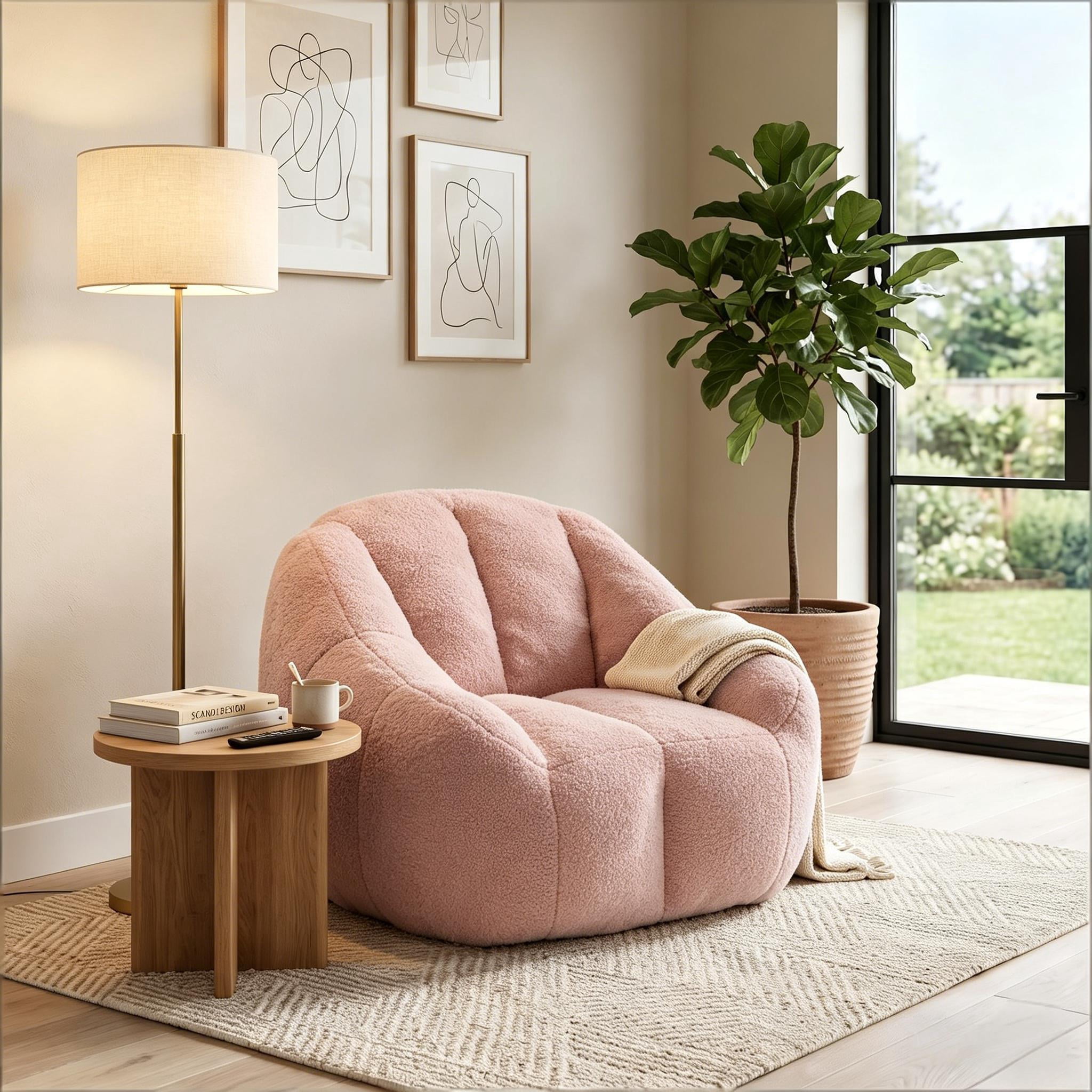 Howcool Bean Bag Chair with Filler, Memory Foam Tufted Fluffy Lazy Sofa for Living Room Dorm Apartment