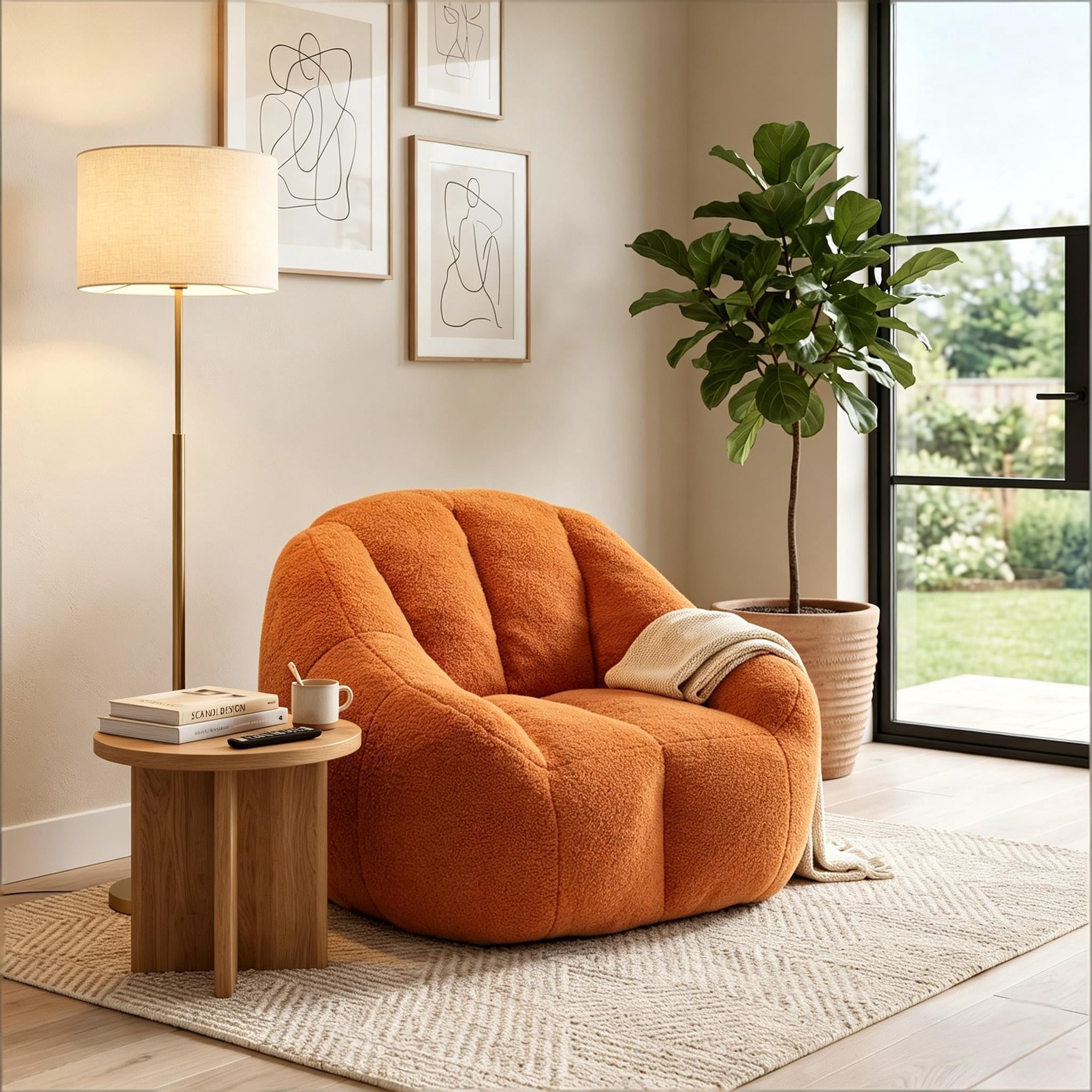 Howcool Bean Bag Chair with Filler, Memory Foam Tufted Fluffy Lazy Sofa for Living Room Dorm Apartment