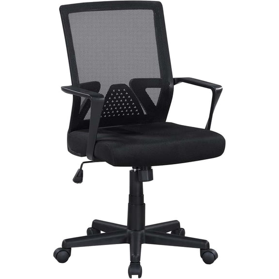 Ergonomic Black Mesh Office Chair with Adjustable Lumbar Support, Tall Swivel Rolling Computer Desk Chair for Home Work & Study