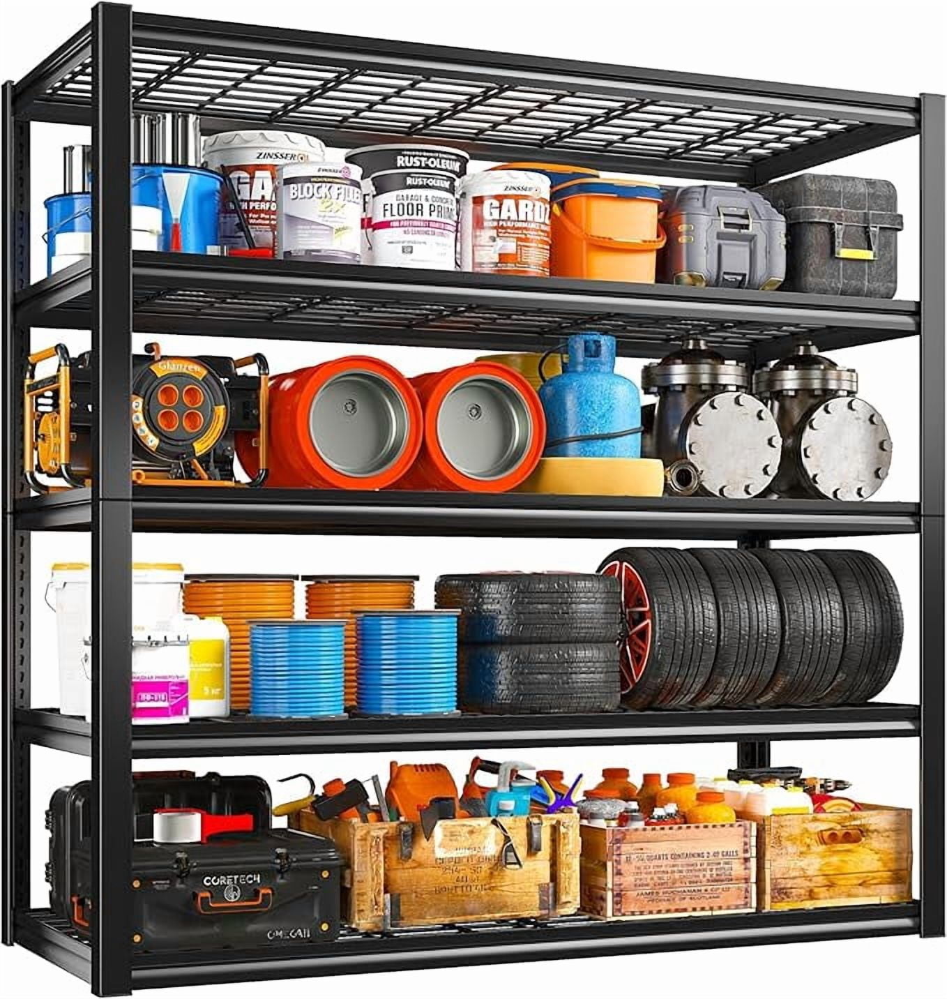 Howcool Heavy Duty Garage Shelving Unit 3050 lbs, Metal Storage Shelves 24”D x 55”W x 84”H, Adjustable Industrial Shelving Rack, Large Garage Storage Shelves for Basement Warehouse