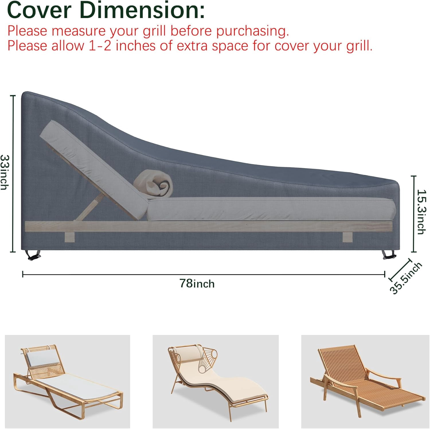 Howcool Heavy-Duty Waterproof Patio Lounge Chair Cover - 600D High-Density Outdoor Chaise Guard with UV Resistance