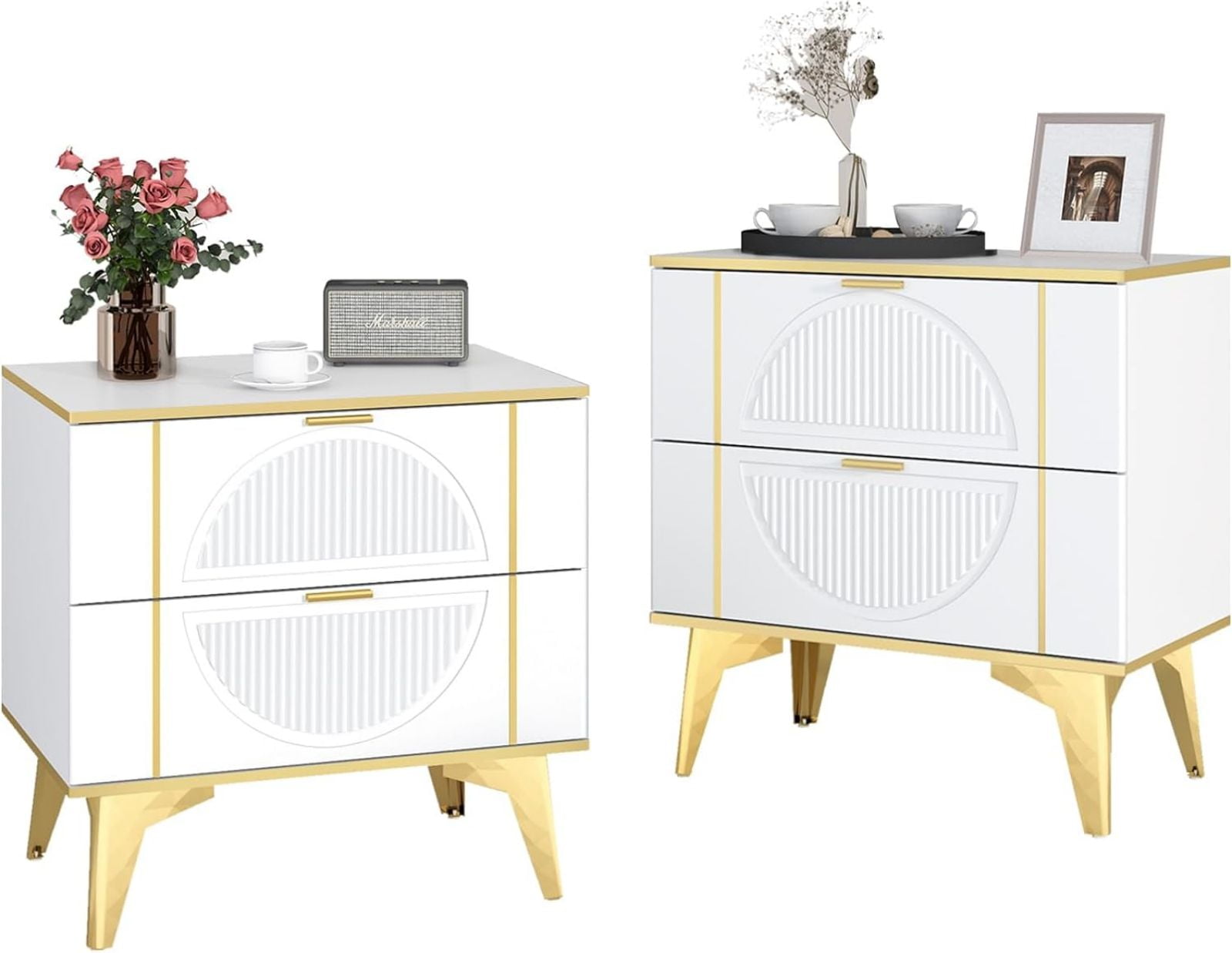 Howcool Nightstands Set of 2, Farmhouse End Tables White