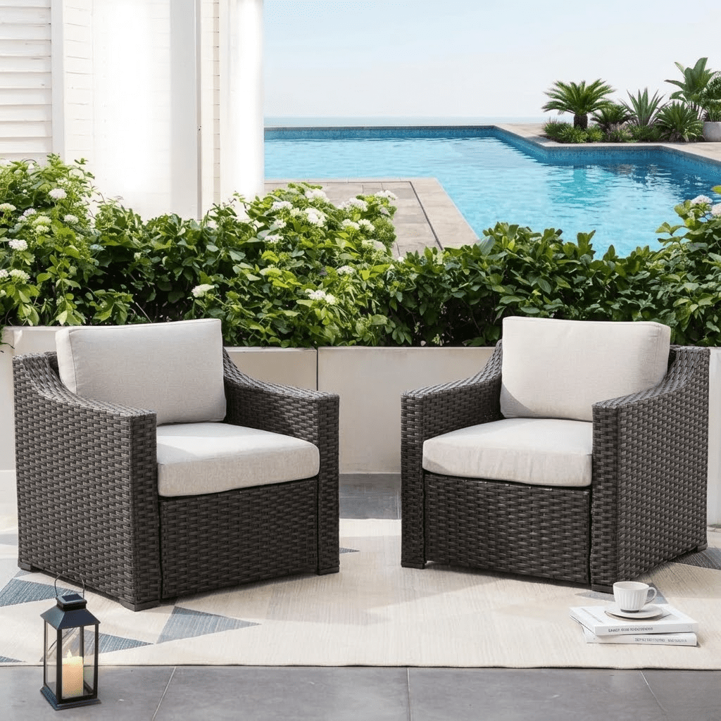 Howcool Outdoor Sectional Sofa, Patio Conversation Set, Outdoor Furniture with Two Single Chairs, Wicker Rattan All-Weather Seating Set for Garden Backyard Porch Balcony,Black