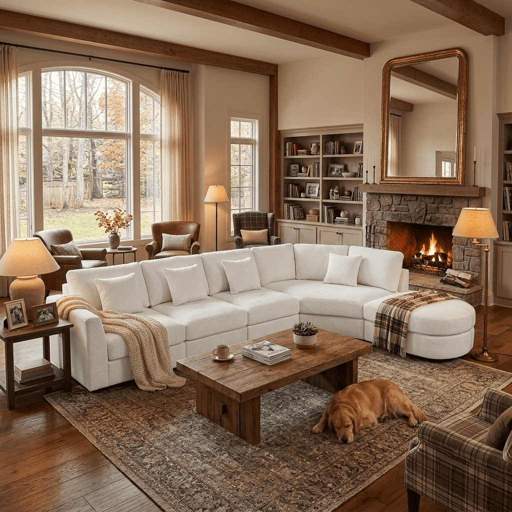 Howcool Oversized 160.4"W Curved Modular Sectional Sofa,5-Seater Deep Seat Chenille Cloud Sofa Couch with 4 Throw Pillows for Living Room,Beige