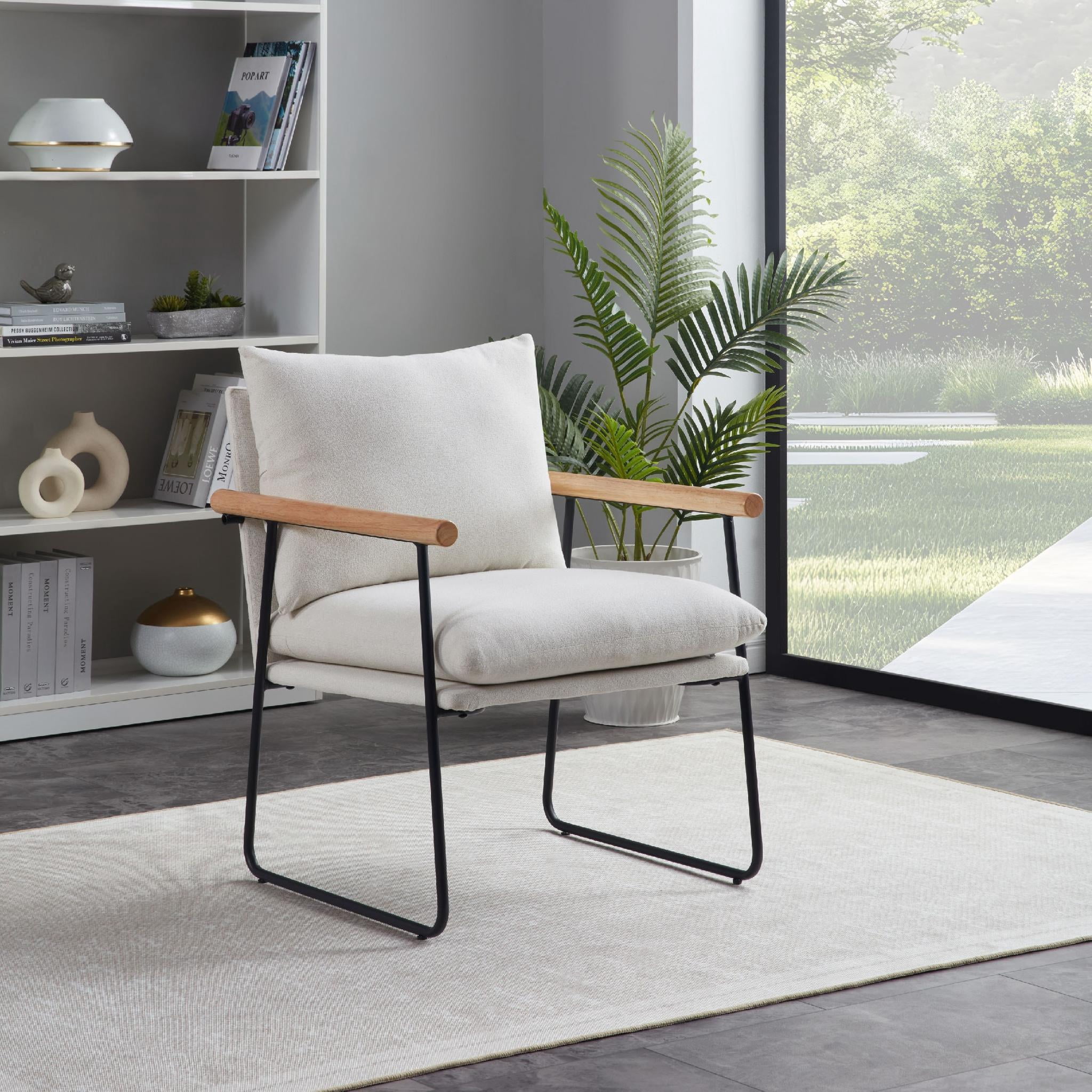 Howcool Sling Accent Chair, Comfy Vanity Chair with Removable Cushion and Storage Bag for Living Room, Bedroom, Office