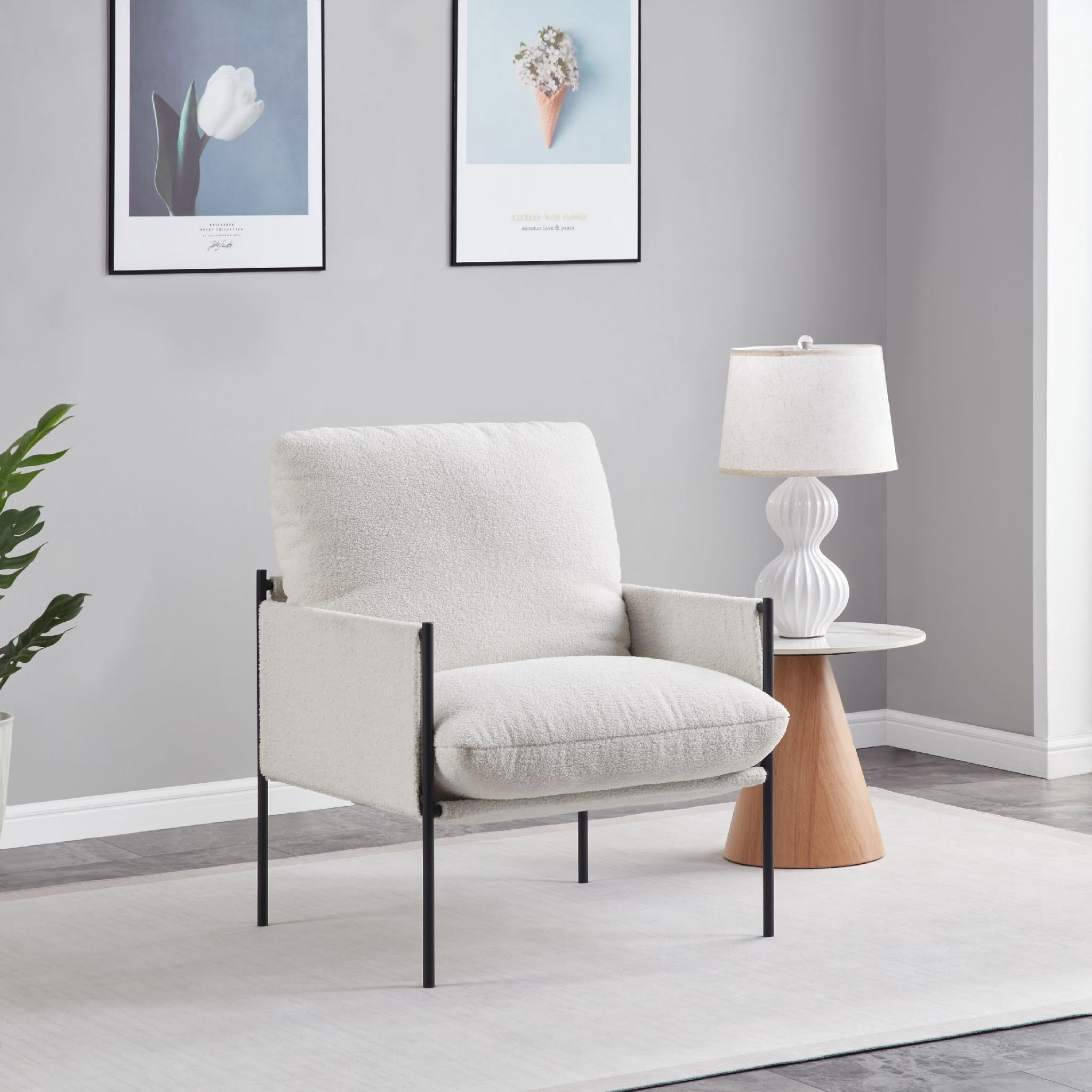 Howcool Sling Accent Chair, Comfy Vanity Chair with Removable Cushion and Storage Bag for Living Room, Bedroom, Office