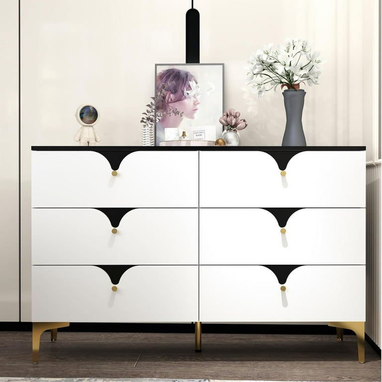 Modern white dresser with gold hardware discount
