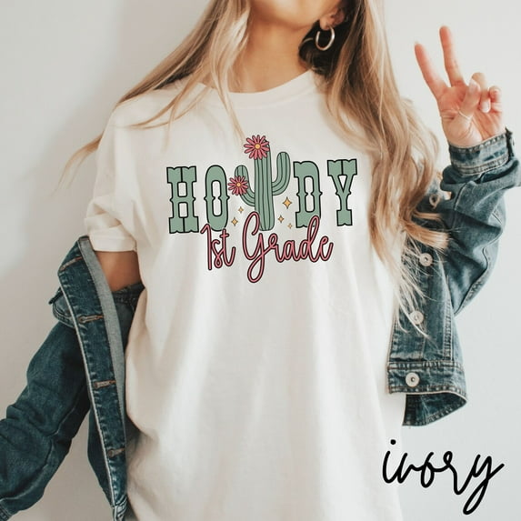 Howdy 1St Grade Teacher Shirt, Rodeo Teacher Shirt, First Grade Teacher Team Shirt, Western Teacher Gift, Teacher Cowgirl Tee