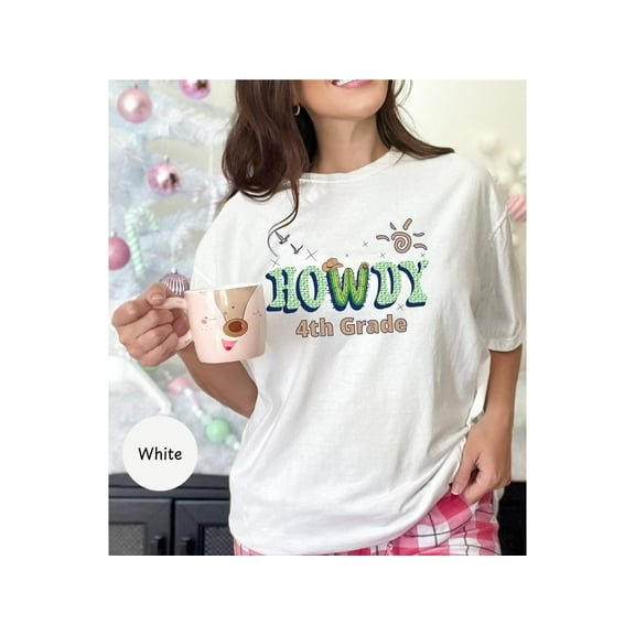 Howdy 4th Grade Teacher Shirt - Cute Cactus Design for Back-to-School Style!