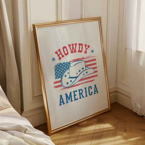 Howdy America Western Artistic Decorative Design Statement Accent Interior Display Visual Wall Art