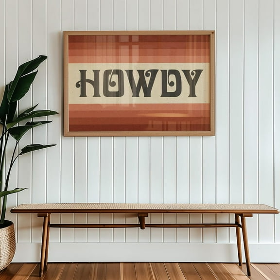 Howdy Art Print Poster Monochromatic Ombre Rust Wall Decor Typography Artwork Color Gradient Print Housewarming Gift , Decor For Living Room Bedroom, 16x24 UNFRAMED