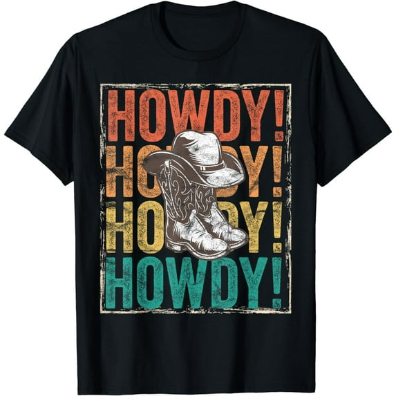 Howdy Barn Dance Rodeo Retro Vintage Distressed Western T-Shirt