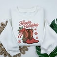 thumbnail image 1 of Howdy Christmas Boots Embroidered Sweatshirt: Western Cowboy Boots Sweatshirt, 1 of 5