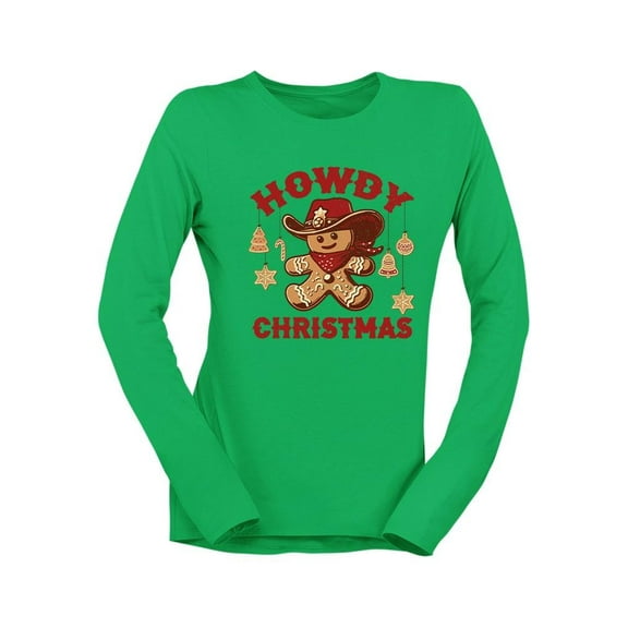 Howdy Christmas Cowboy Gingerbread Women's Long Sleeve