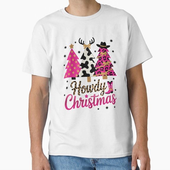 Howdy Christmas Cowgirl Western Christmas Trees Holiday Festive Unisex T-Shirt up to size 5XL