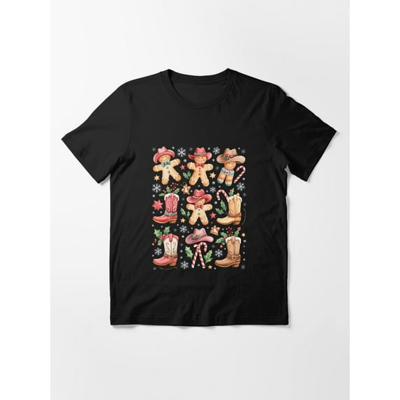 Howdy Christmas Gingerbread Cowboy Coquette Bow Western Unisex T-Shirt up to Size 5XL